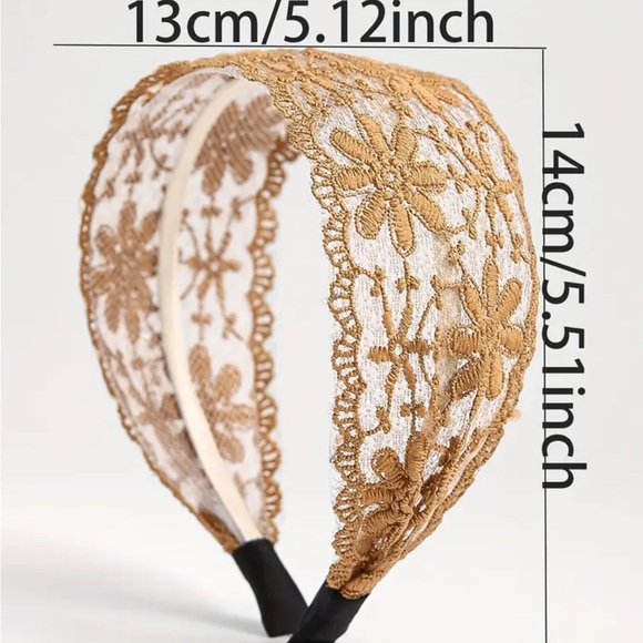 🎄3 for $23🎄Golden Brown Elegant Lace Floral Headband - Picture 4 of 4